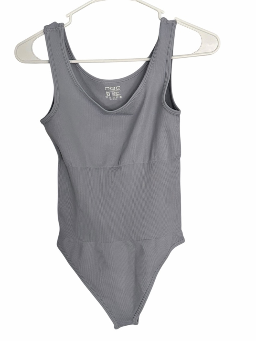 Grey Ribbed Tank Bodysuit